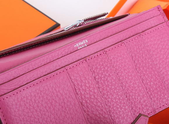 Cheap Fake Hermes Bearn Japonaise Bi-Fold A208 Roseo - Click Image to Close